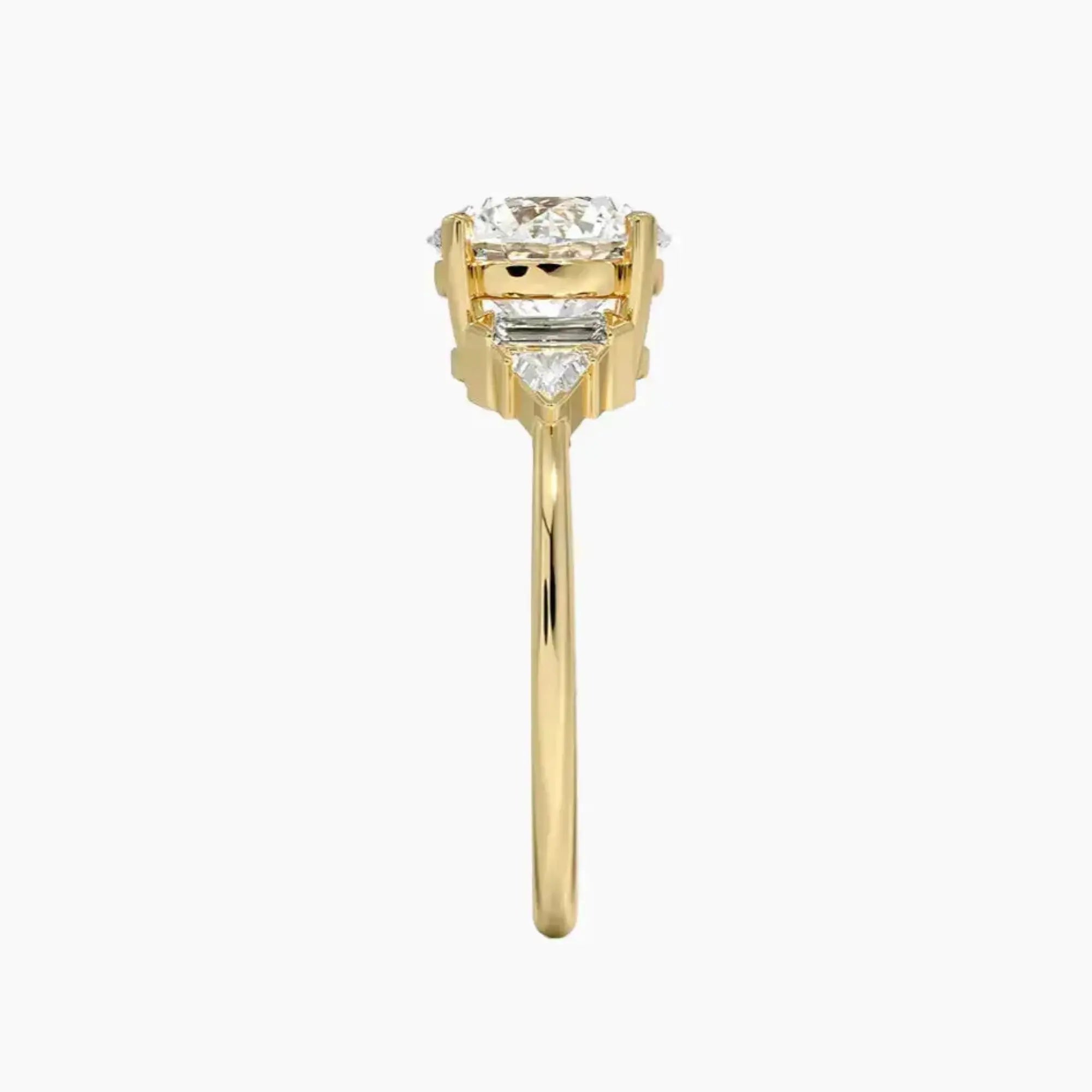 Honora Five Stone Round Designer 1 Carat Lab Grown Diamond Engagement Ring in 14K Yellow Gold