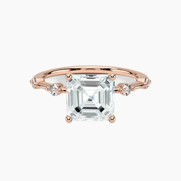Sena Asscher Designer 2.5 Carat Lab Grown Diamond Engagement Ring in 18K Rose Gold