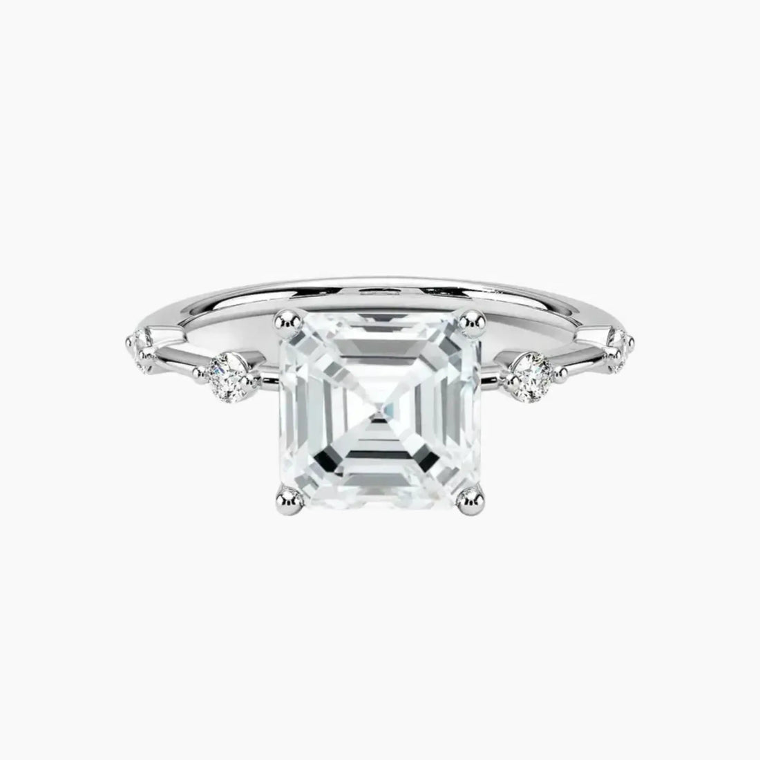 Sena Asscher Designer Diamond Ring Setting in 18K White Gold