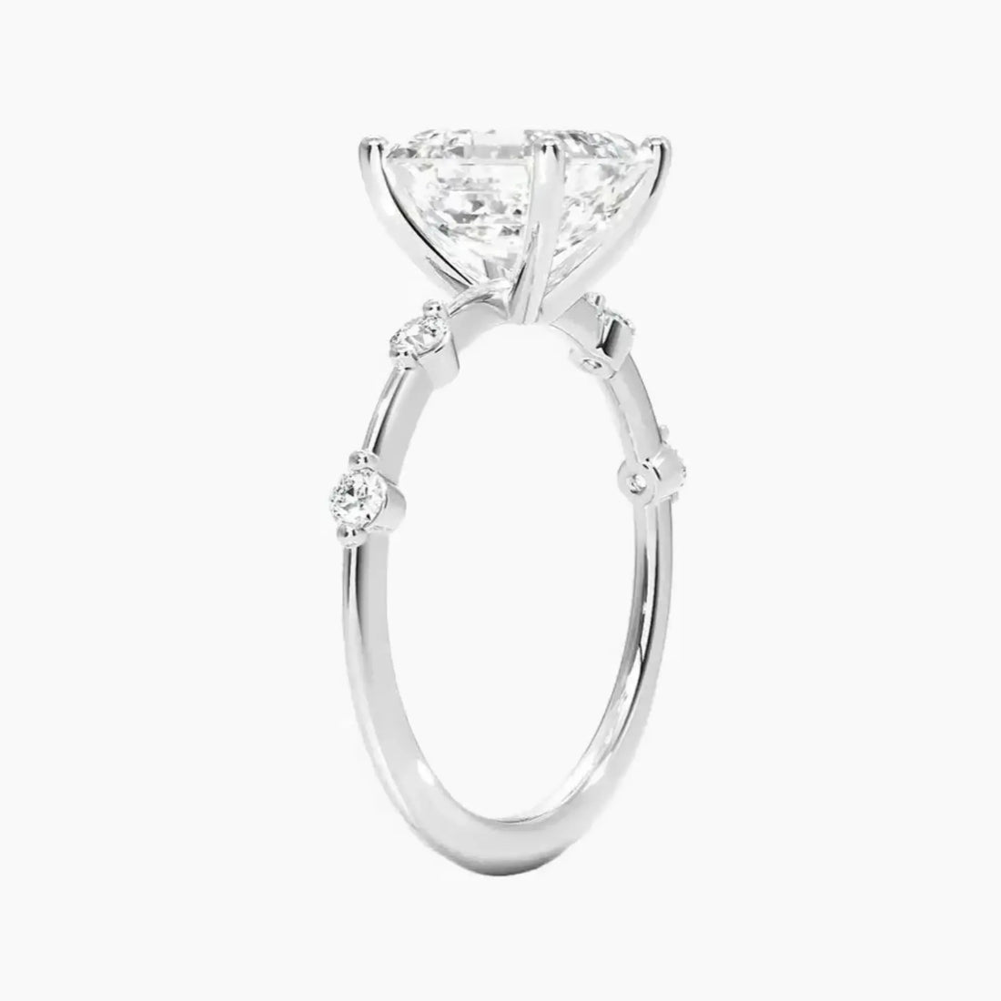 Sena Asscher Designer Diamond Ring Setting in 14K White Gold