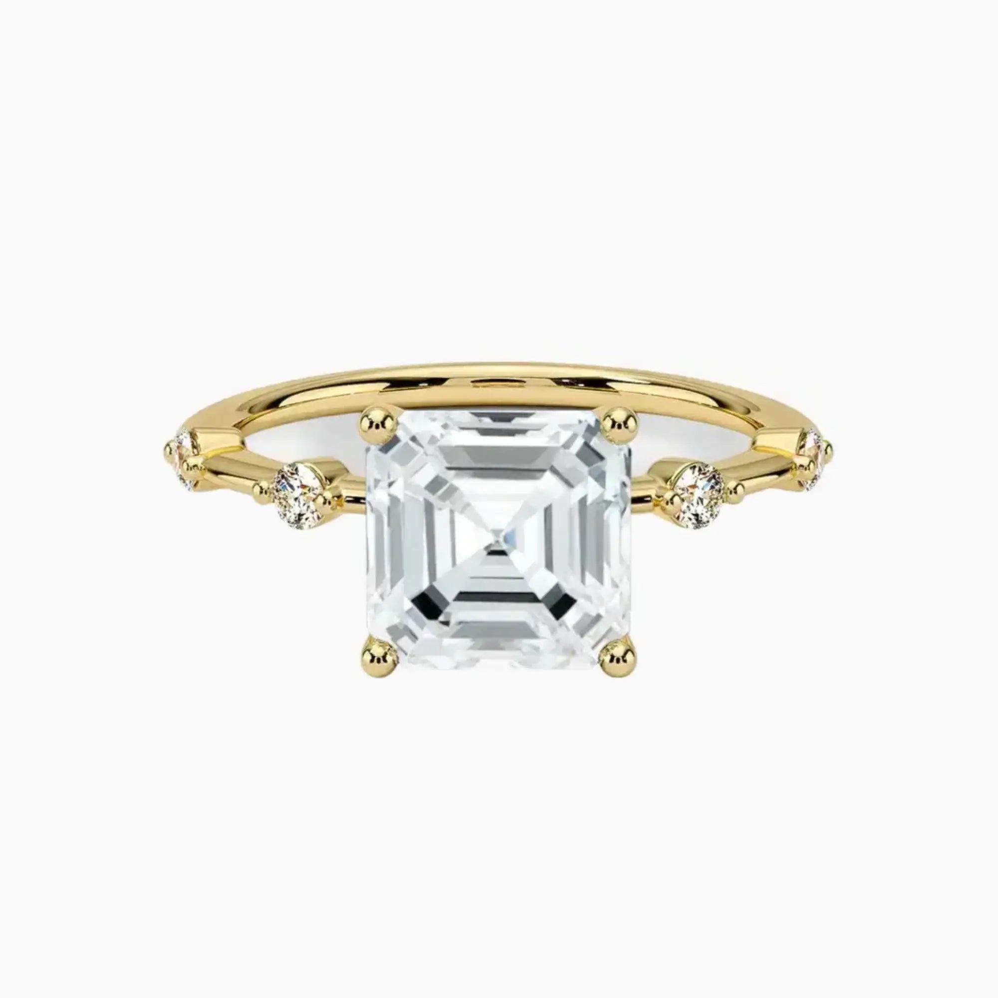 Sena Asscher Designer 1 Carat Lab Grown Diamond Engagement Ring in 18K Rose Gold