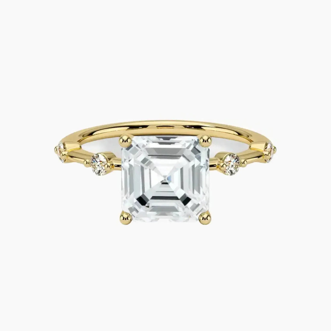 Sena Asscher Designer 2 Carat Lab Grown Diamond Engagement Ring in 18K White Gold