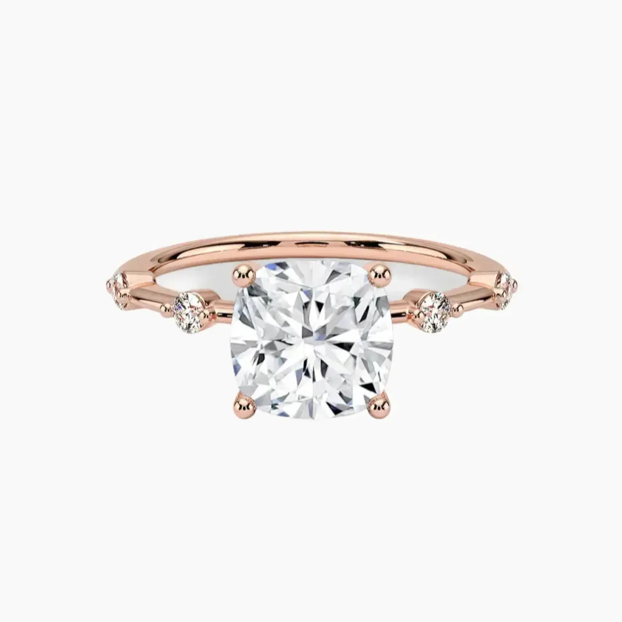 Sena Cushion Designer 2 Carat Lab Grown Diamond Engagement Ring in 18K Rose Gold