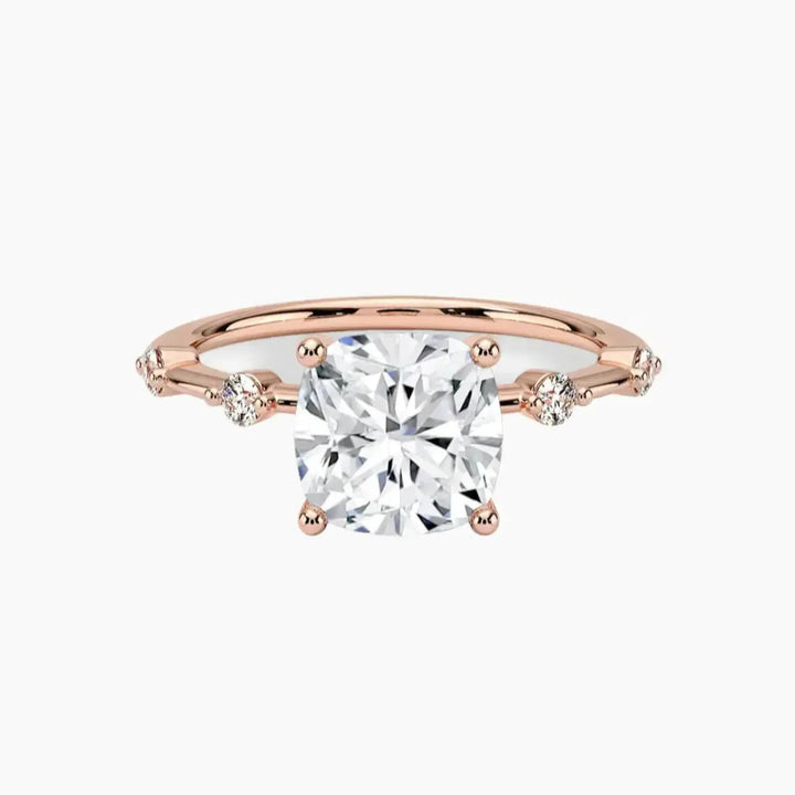 Sena Cushion Designer 1.5 Carat Lab Grown Diamond Engagement Ring in 14K Rose Gold