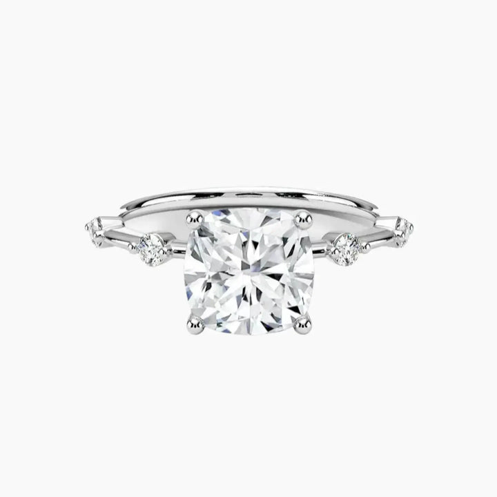 Sena Cushion Designer 2 Carat Lab Grown Diamond Engagement Ring in 14K White Gold