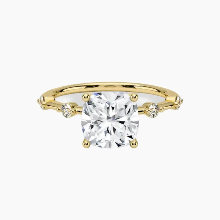 Sena Cushion Designer 1.5 Carat Lab Grown Diamond Engagement Ring in 14K Yellow Gold