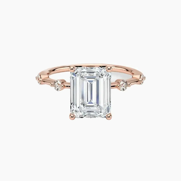 Sena Emerald Designer 3 Carat Lab Grown Diamond Engagement Ring in 18K Rose Gold