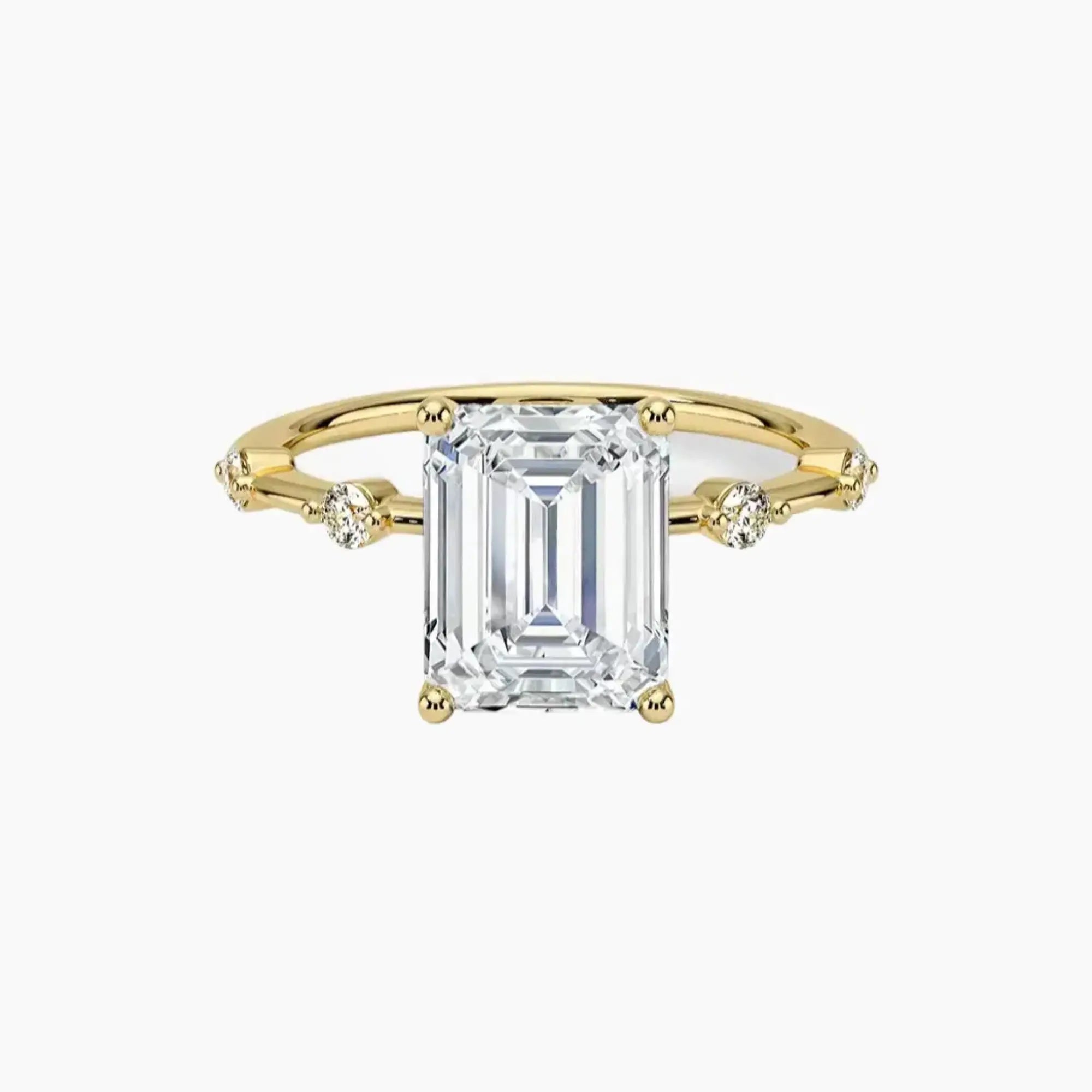 Sena Emerald Designer 3 Carat Lab Grown Diamond Engagement Ring in 14K Rose Gold