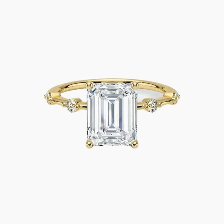 Sena Emerald Designer 1.5 Carat Lab Grown Diamond Engagement Ring in 18K Yellow Gold