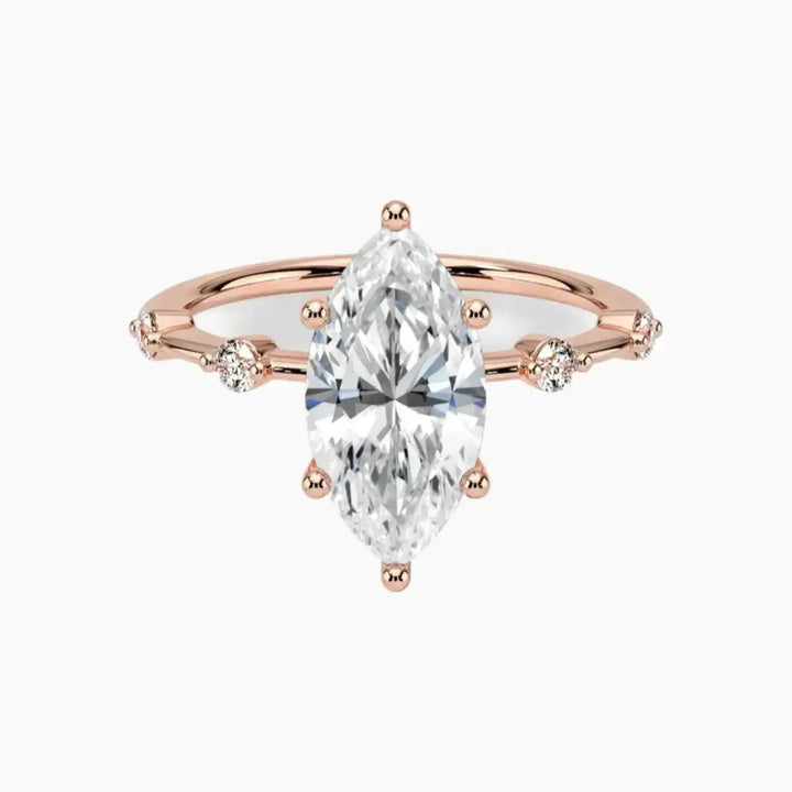 Sena Marquise Designer 2.5 Carat Lab Grown Diamond Engagement Ring in 18K Rose Gold