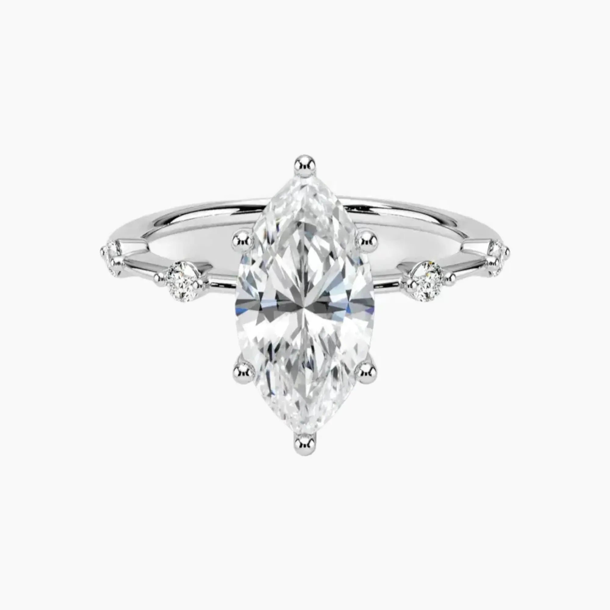 Sena Marquise Designer 2.5 Carat Lab Grown Diamond Engagement Ring in 14K White Gold