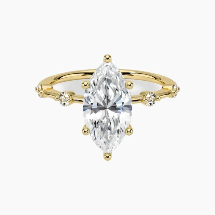 Sena Marquise Designer 1.5 Carat Lab Grown Diamond Engagement Ring in 14K Yellow Gold