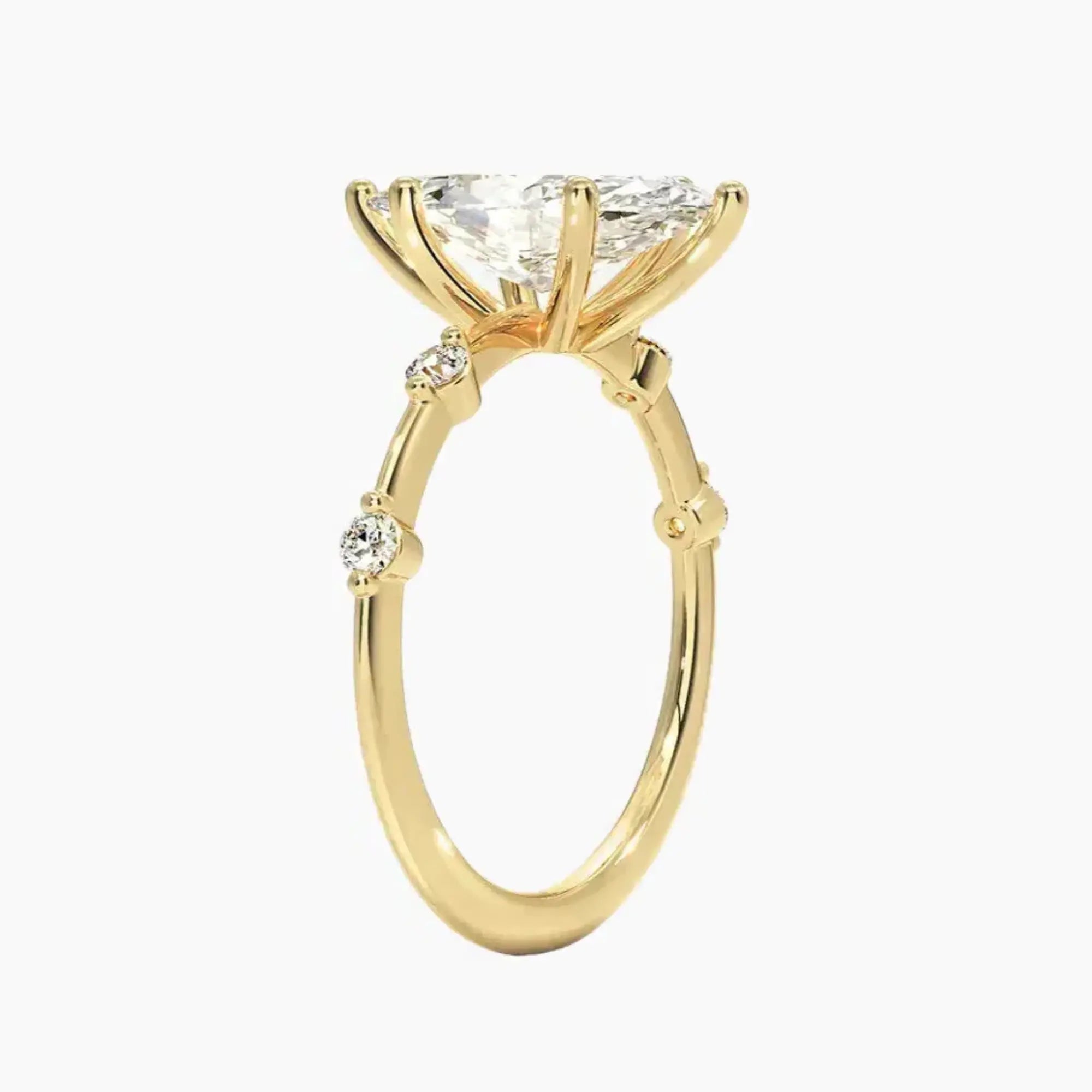 Sena Marquise Designer 1.5 Carat Lab Grown Diamond Engagement Ring in 14K Yellow Gold