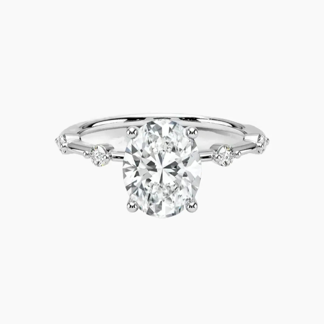 Sena Oval Designer 1 Carat Lab Grown Diamond Engagement Ring in 18K White Gold
