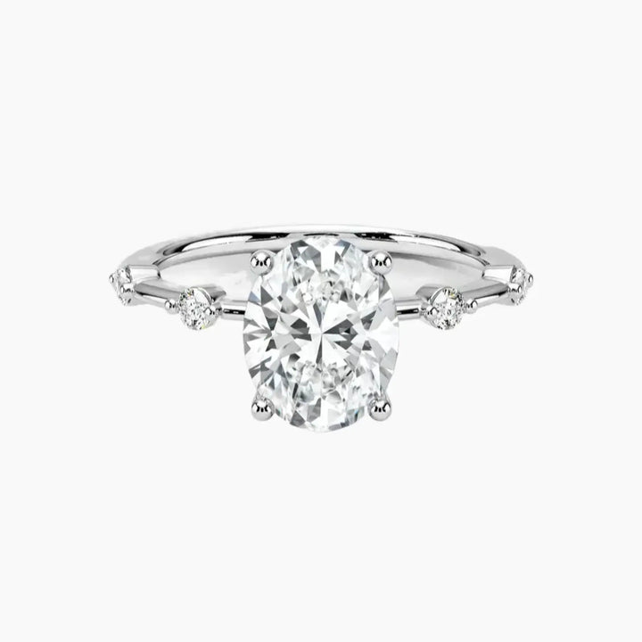 Sena Oval Designer 1.5 Carat Lab Grown Diamond Engagement Ring in 18K White Gold