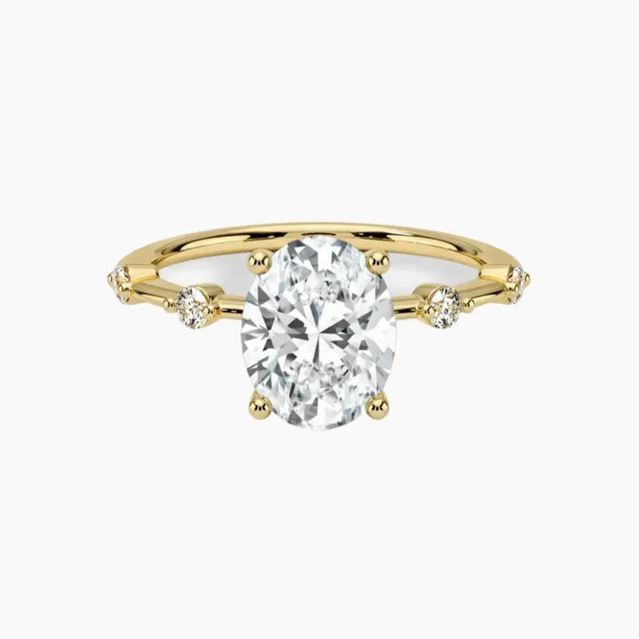 Sena Oval Designer 1.5 Carat Lab Grown Diamond Engagement Ring in 18K Yellow Gold
