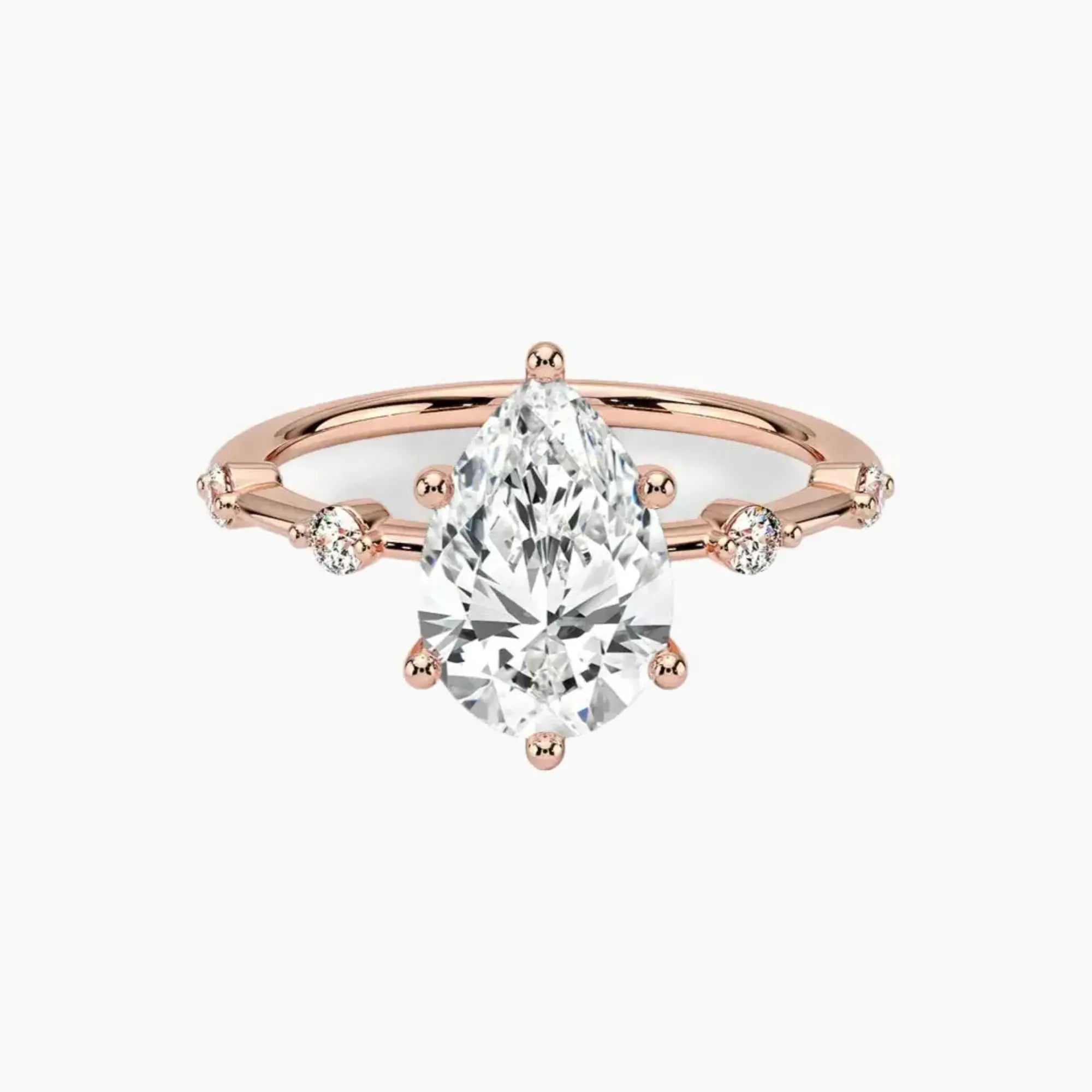 Sena Pear Designer 2 Carat Lab Grown Diamond Engagement Ring in 18K Rose Gold