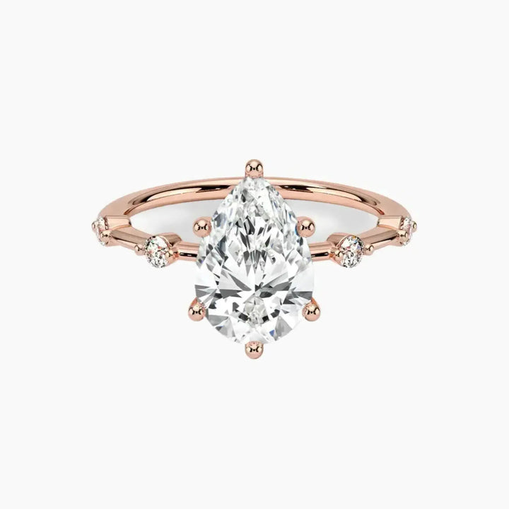 Sena Pear Designer 3 Carat Lab Grown Diamond Engagement Ring in 14K Rose Gold