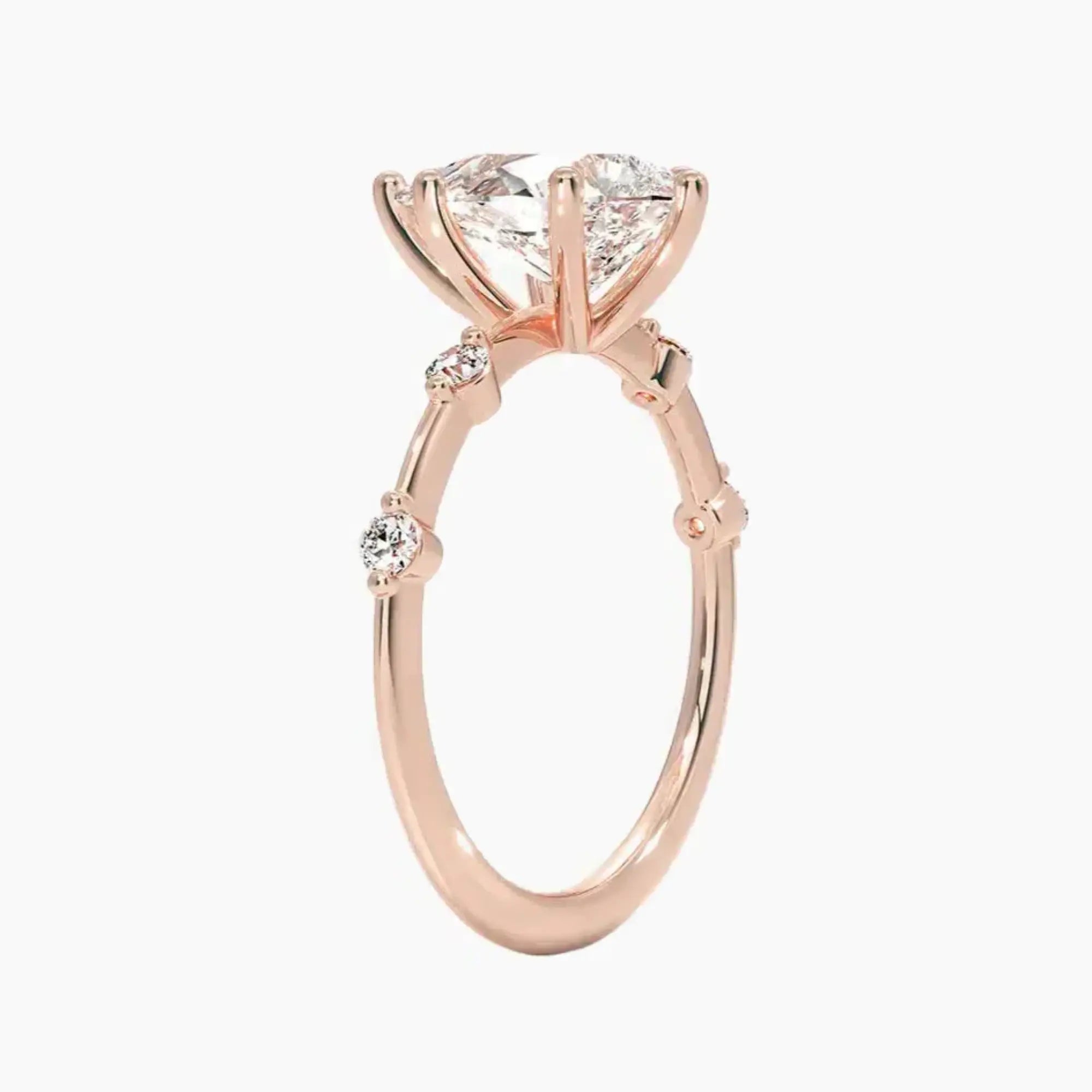 Sena Pear Designer 3 Carat Lab Grown Diamond Engagement Ring in 18K White Gold