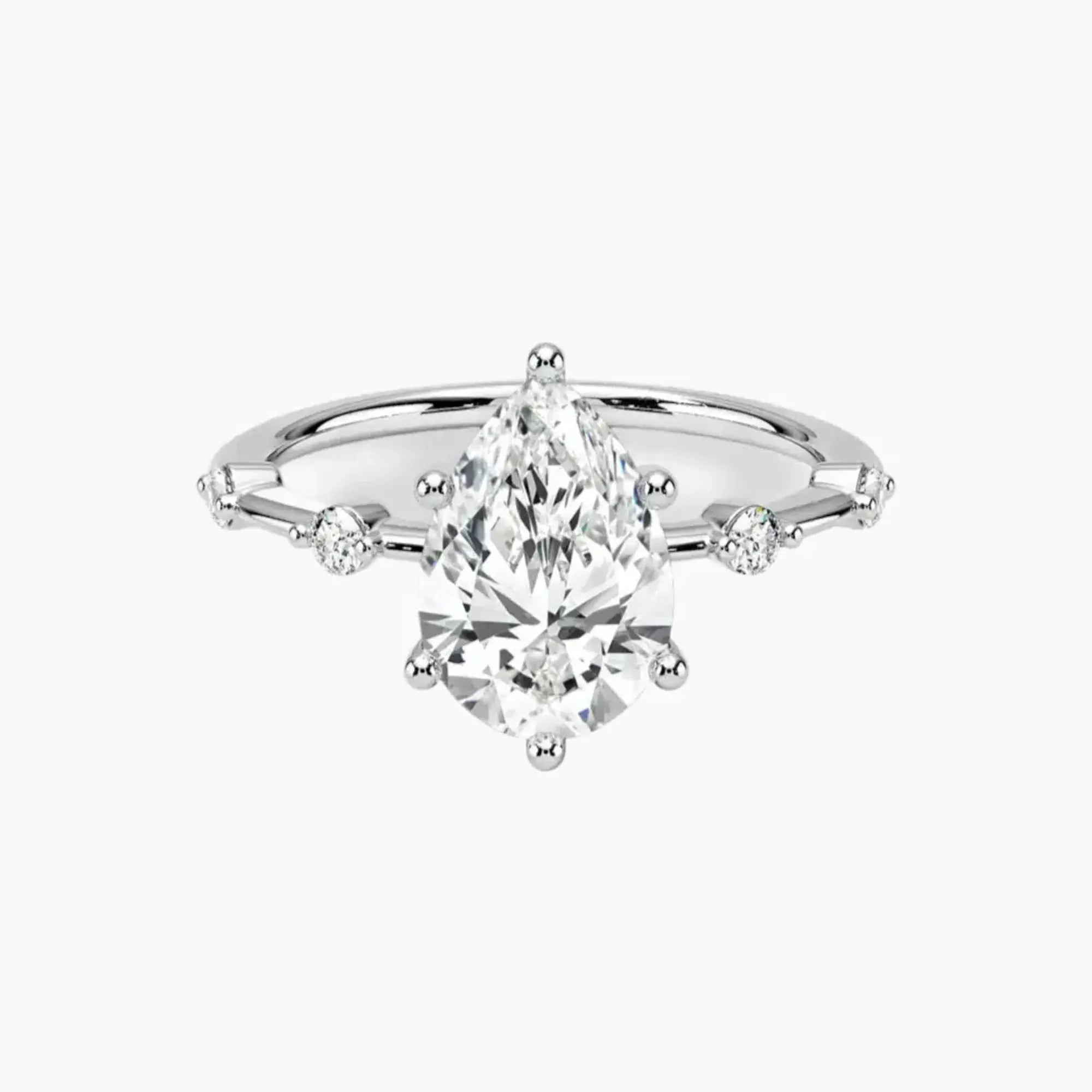 Sena Pear Designer Diamond Ring Setting in 14K White Gold