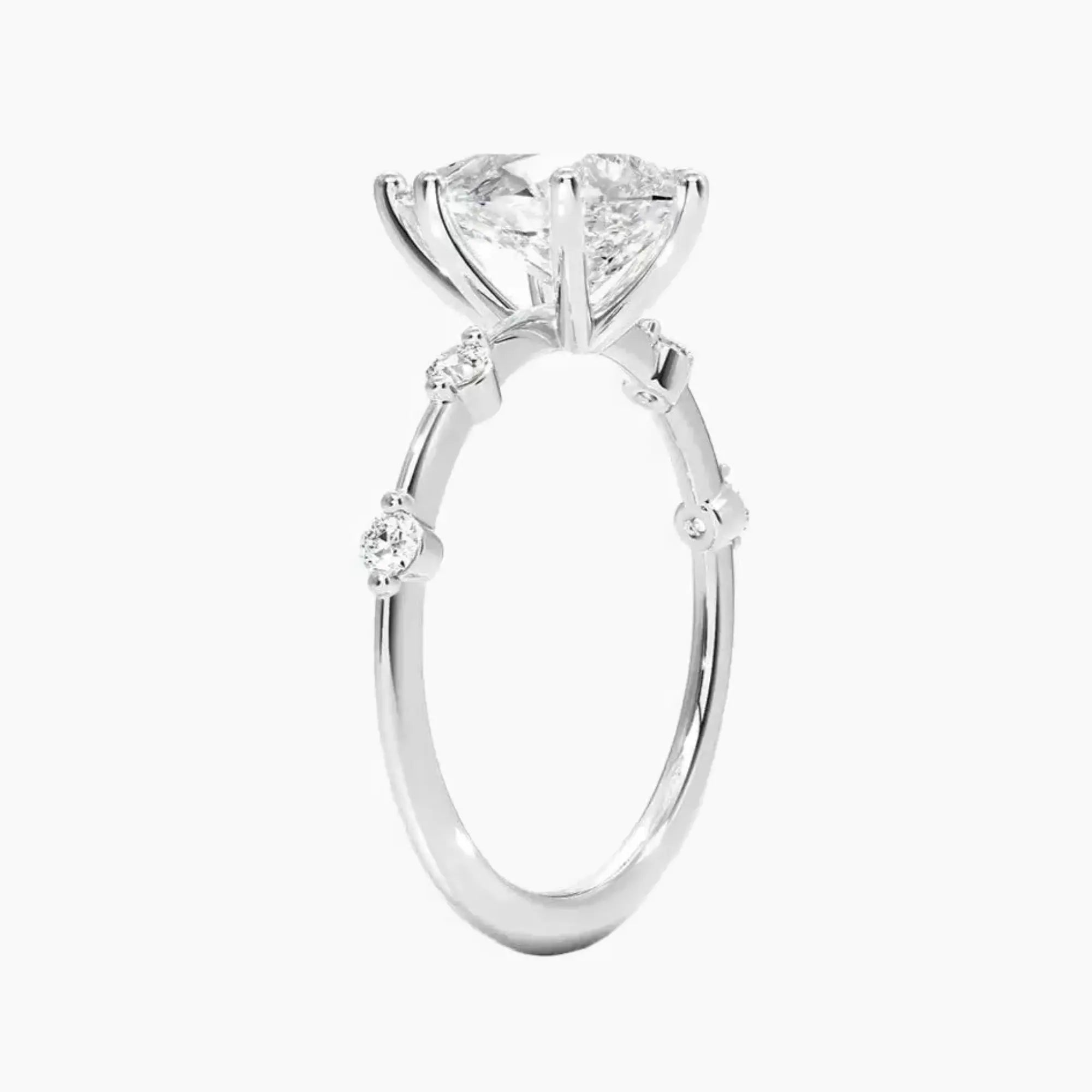 Sena Pear Designer 3 Carat Lab Grown Diamond Engagement Ring in 14K White Gold