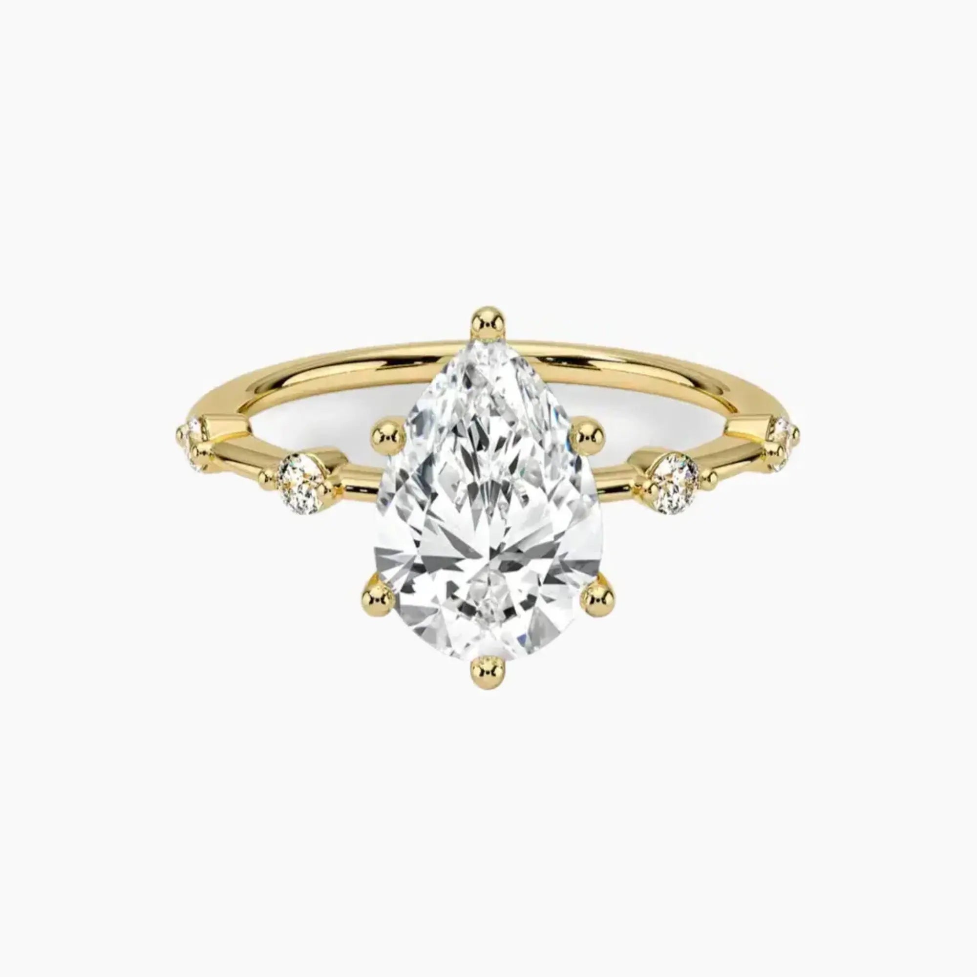 Sena Pear Designer 3 Carat Lab Grown Diamond Engagement Ring in 18K White Gold