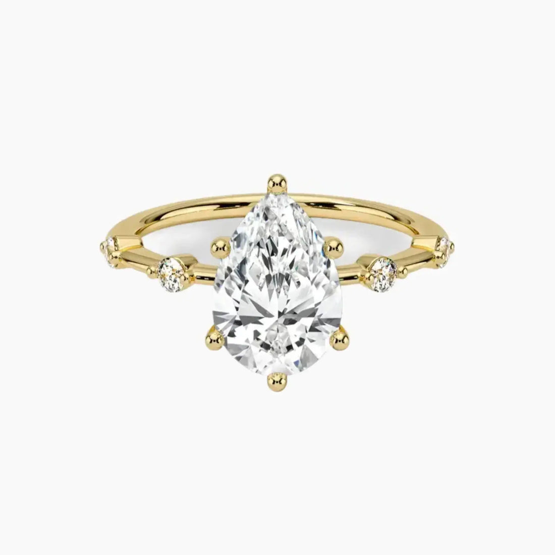 Sena Pear Designer 2 Carat Lab Grown Diamond Engagement Ring in 14K Rose Gold