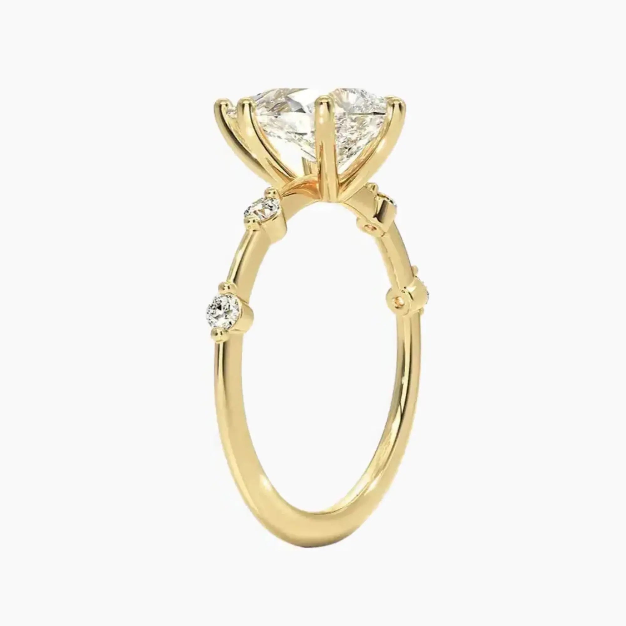 Sena Pear Designer 3 Carat Lab Grown Diamond Engagement Ring in 18K White Gold