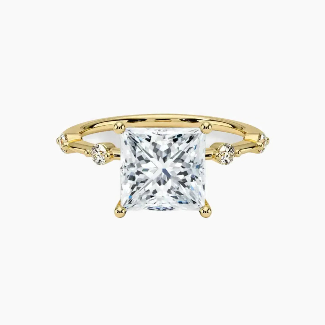 Sena Princess Designer 3 Carat Lab Grown Diamond Engagement Ring in 18K Yellow Gold