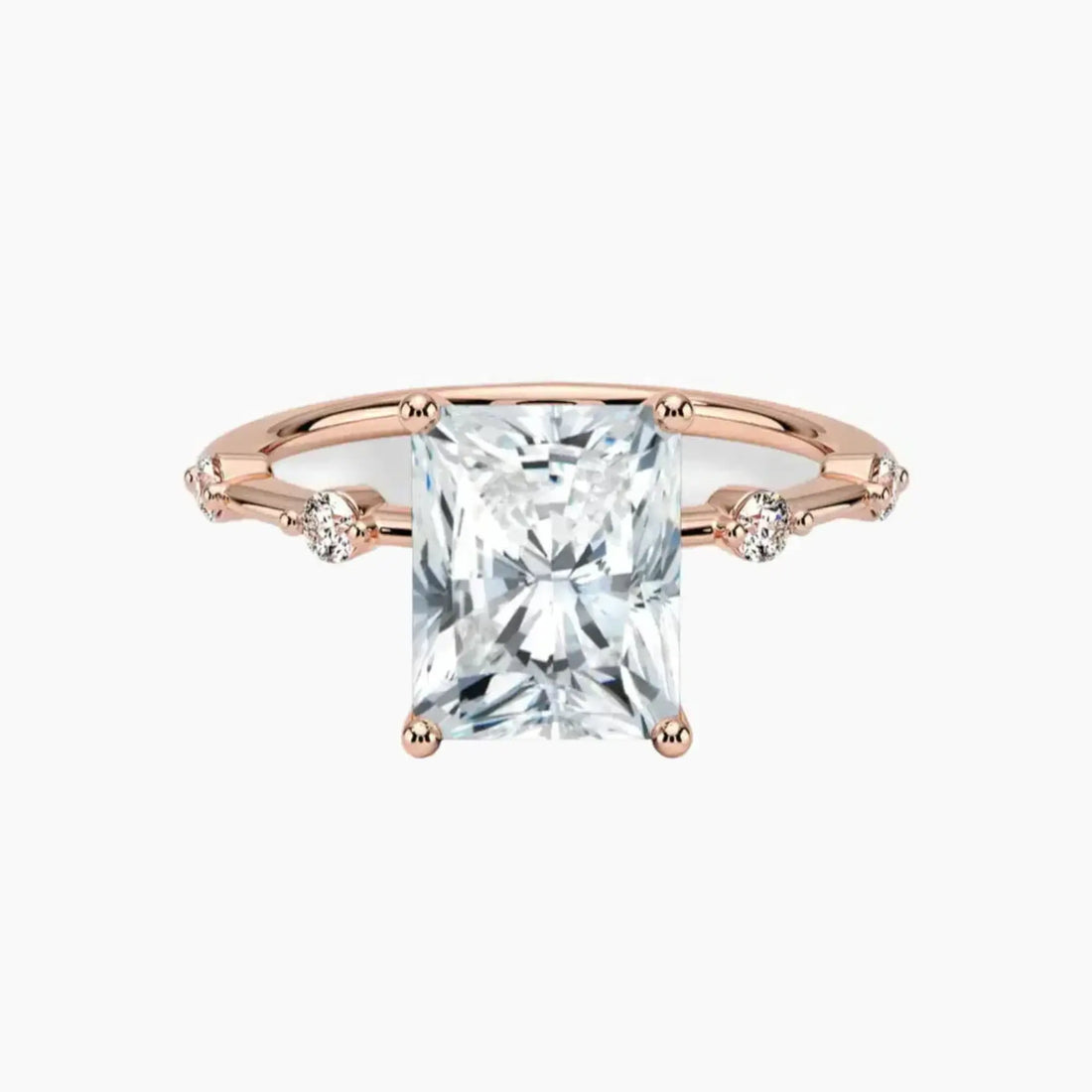 Sena Radiant Designer 3 Carat Lab Grown Diamond Engagement Ring in 18K Rose Gold