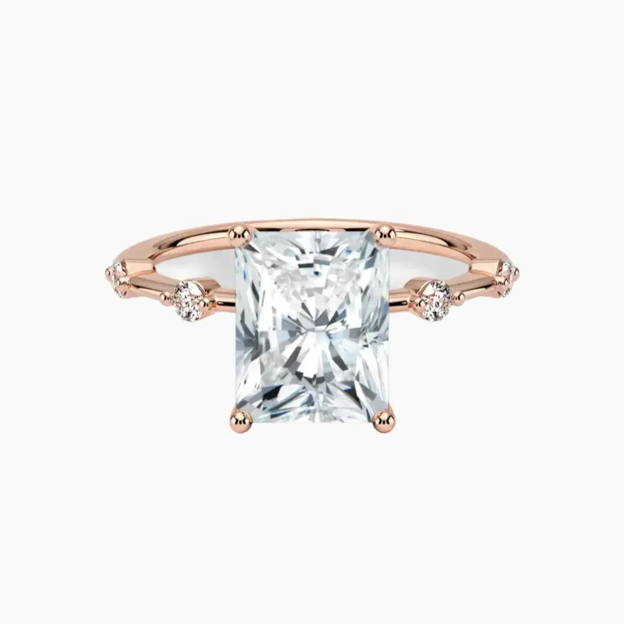 Sena Radiant Designer 1.5 Carat Lab Grown Diamond Engagement Ring in 18K Rose Gold