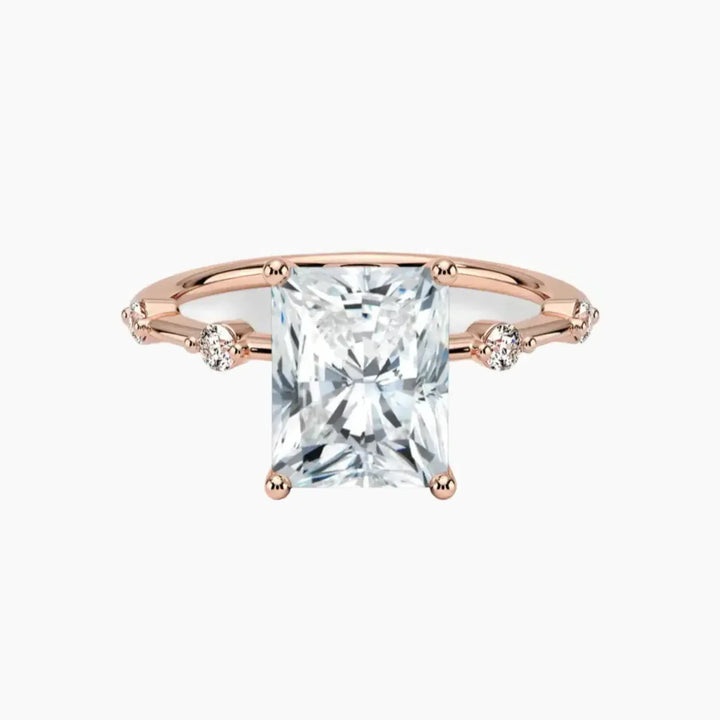 Sena Radiant Designer 2.5 Carat Lab Grown Diamond Engagement Ring in 18K Rose Gold