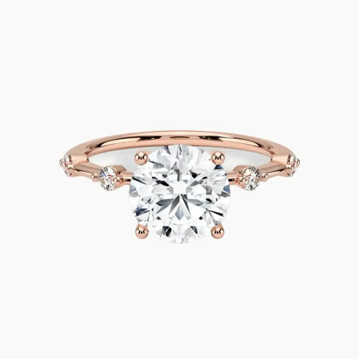 Sena Round Designer 2.5 Carat Lab Grown Diamond Engagement Ring in 18K Rose Gold