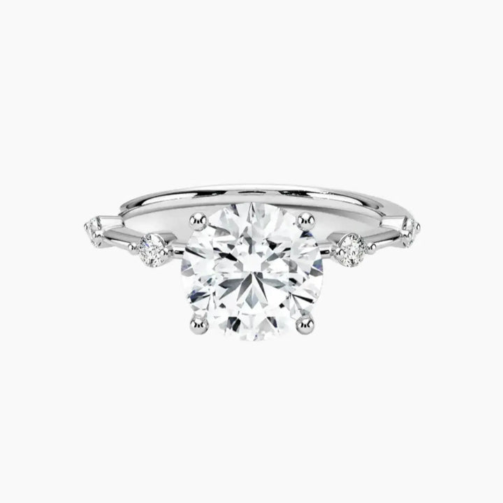 Sena Round Designer 2.5 Carat Lab Grown Diamond Engagement Ring in 18K White Gold