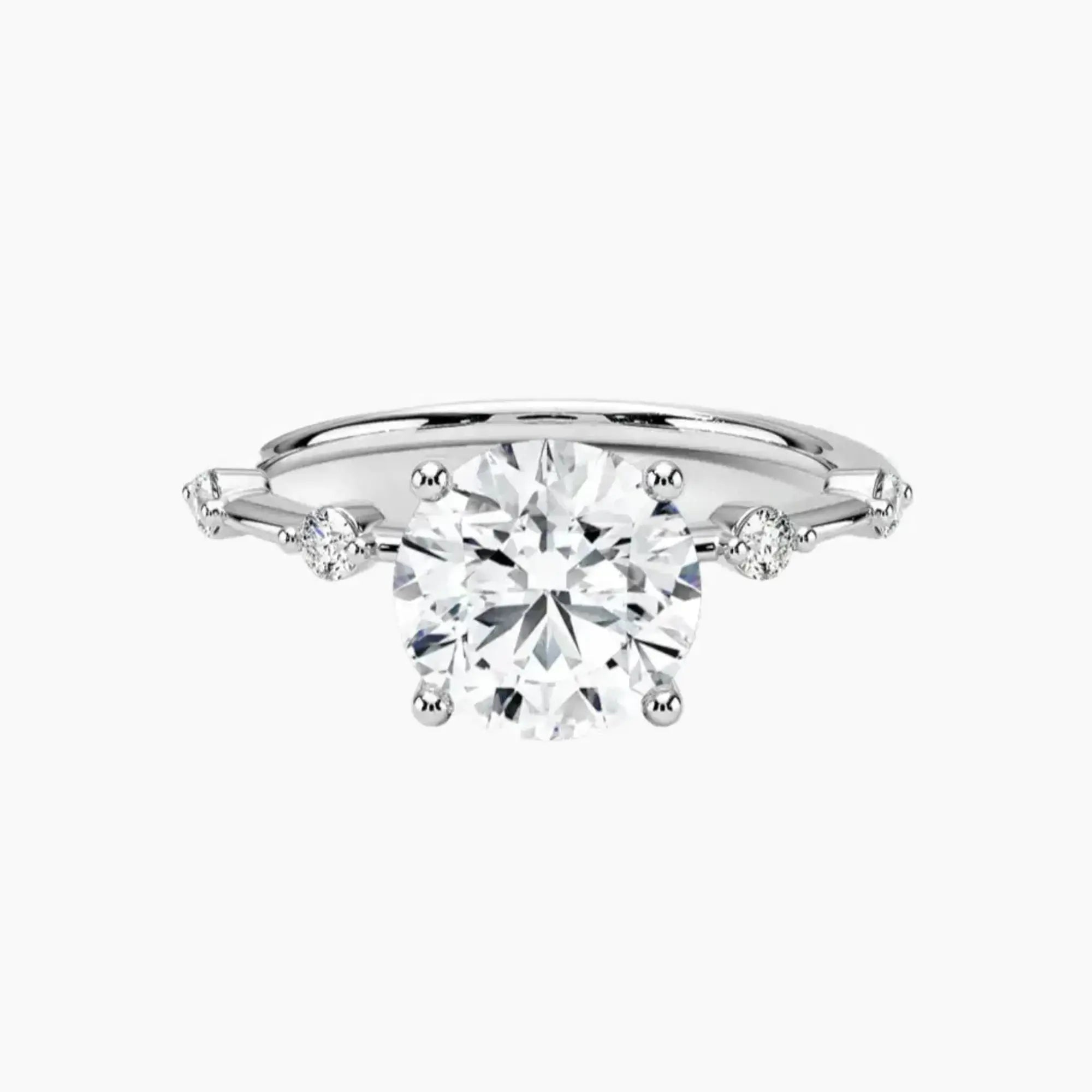 Sena Round Designer Diamond Ring Setting in 14K White Gold