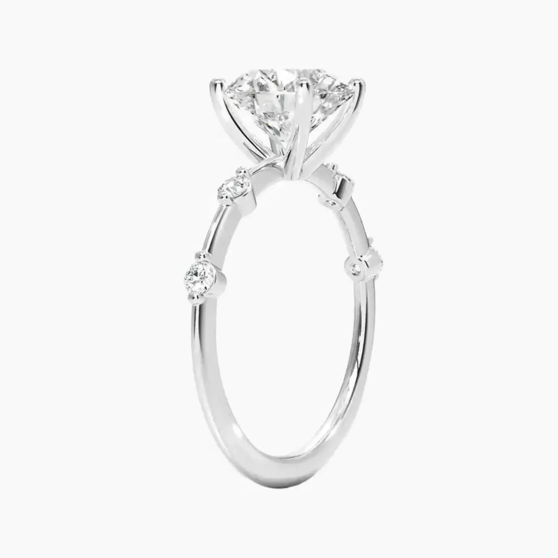 Sena Round Designer Diamond Ring Setting in 18K White Gold
