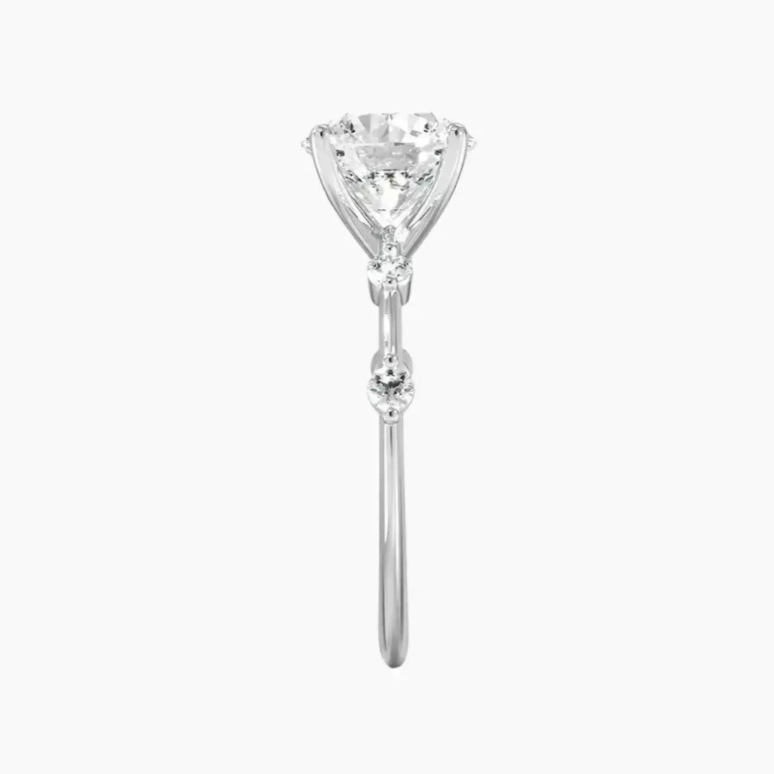 Sena Round Designer 3 Carat Lab Grown Diamond Engagement Ring in 18K White Gold