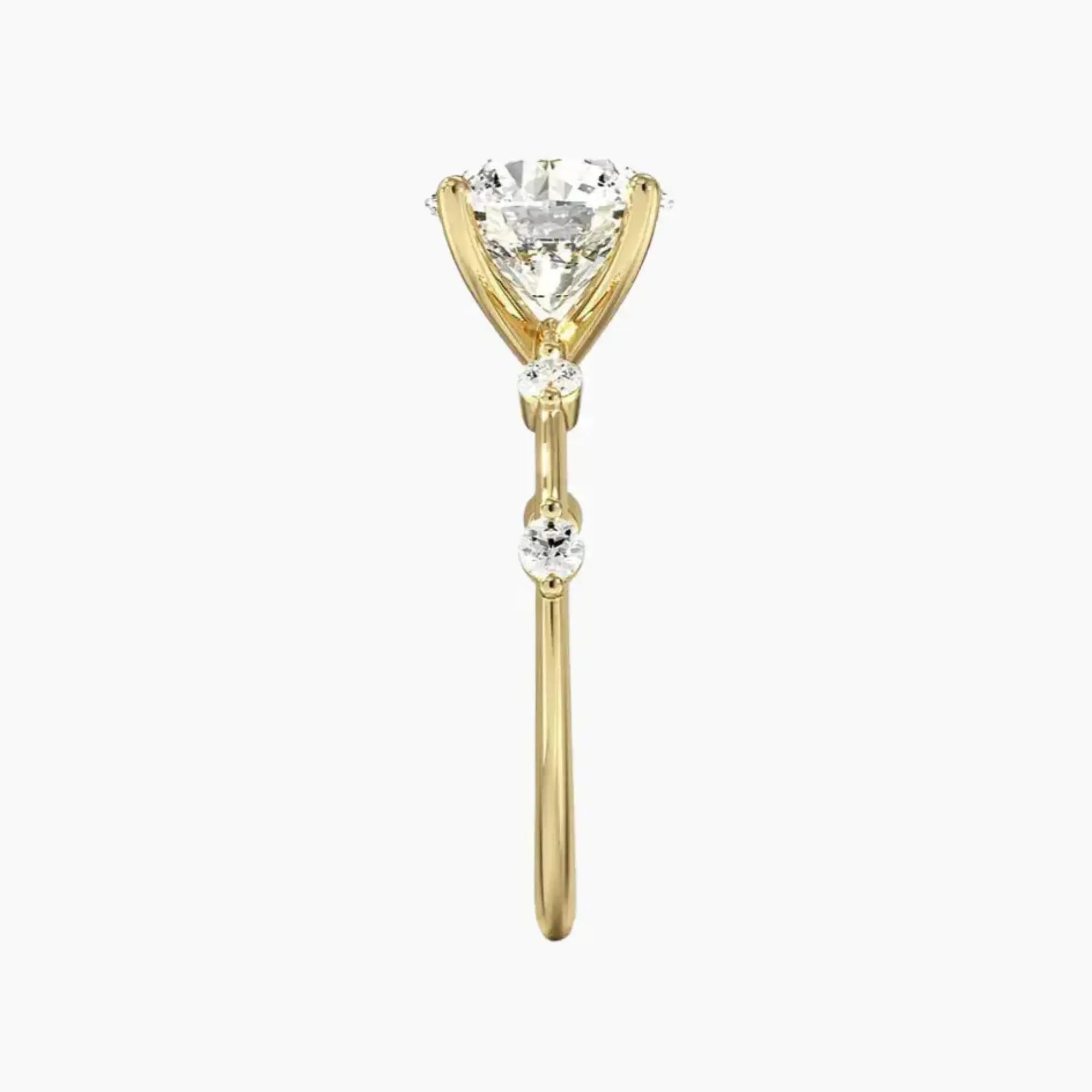 Sena Round Designer Diamond Ring Setting in 14K Yellow Gold