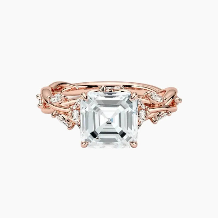 Melia Asscher Designer 3 Carat Lab Grown Diamond Engagement Ring in 18K Rose Gold