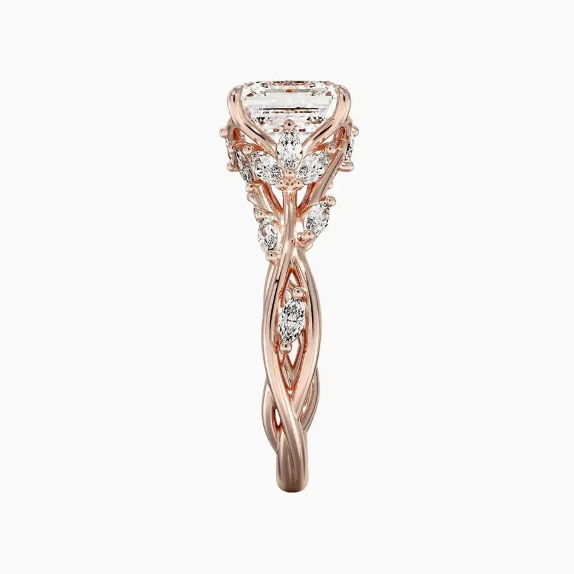 Melia Asscher Designer 1 Carat Lab Grown Diamond Engagement Ring in 18K Rose Gold