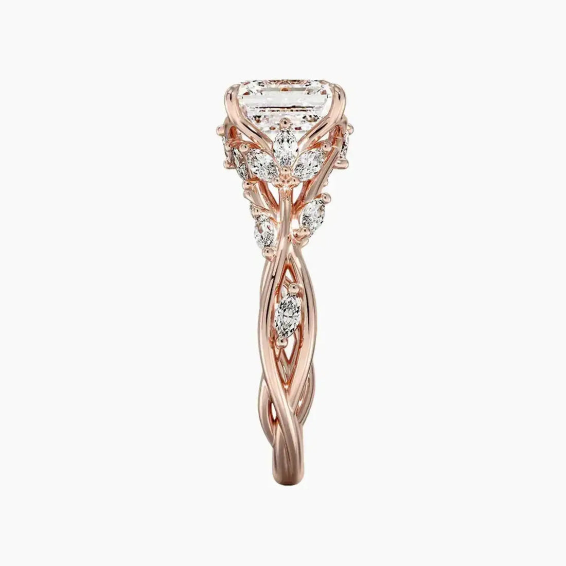Melia Asscher Designer 2.5 Carat Lab Grown Diamond Engagement Ring in 18K Rose Gold