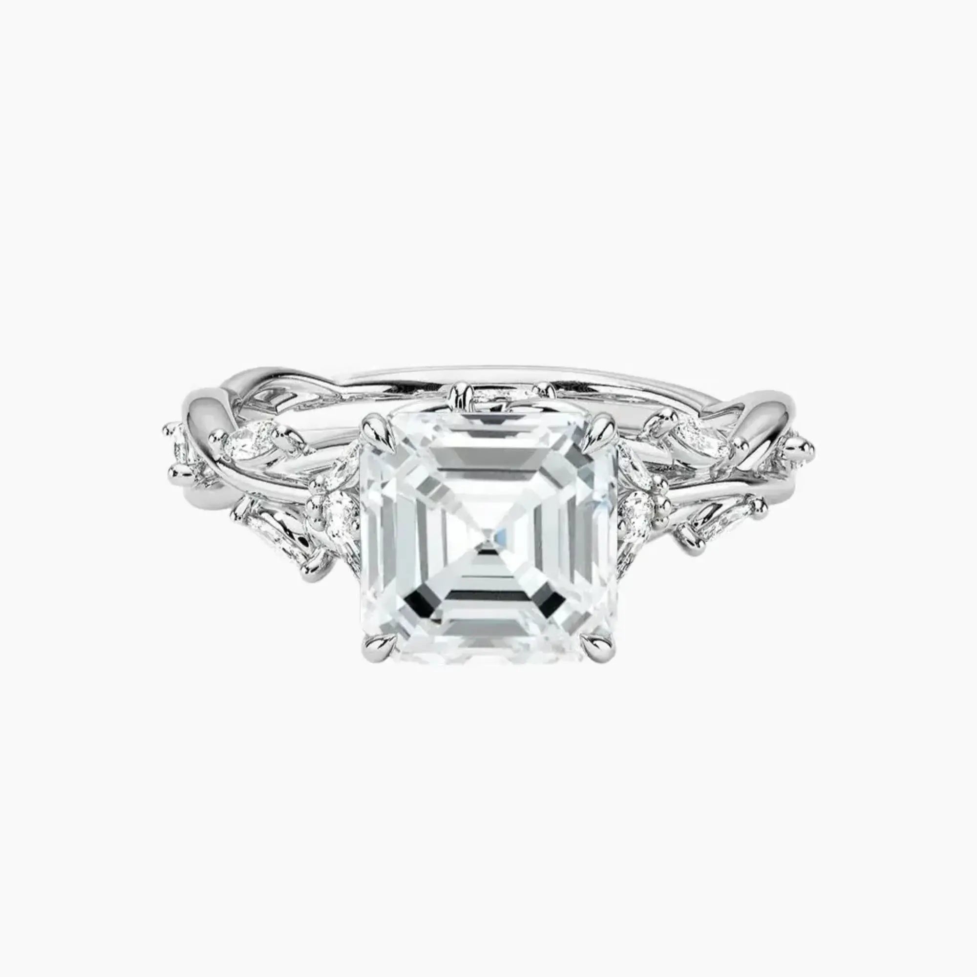 Melia Asscher Designer Diamond Ring Setting in 18K White Gold