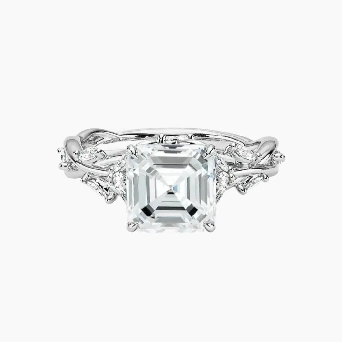 Melia Asscher Designer Diamond Ring Setting in 18K White Gold