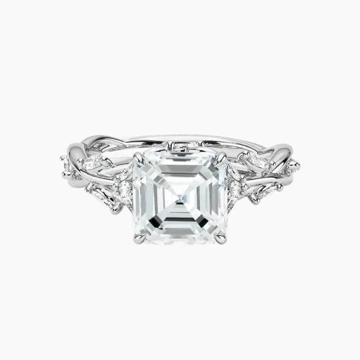 Melia Asscher Designer 3 Carat Lab Grown Diamond Engagement Ring in 18K White Gold