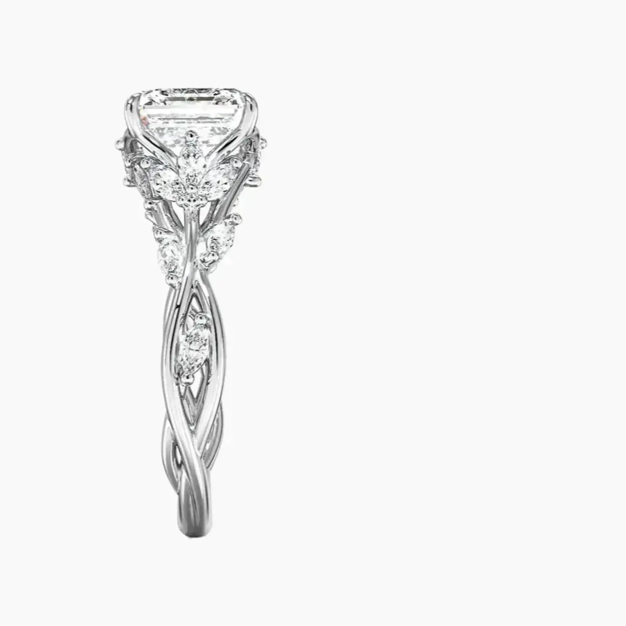 Melia Asscher Designer 1 Carat Lab Grown Diamond Engagement Ring in 18K Rose Gold