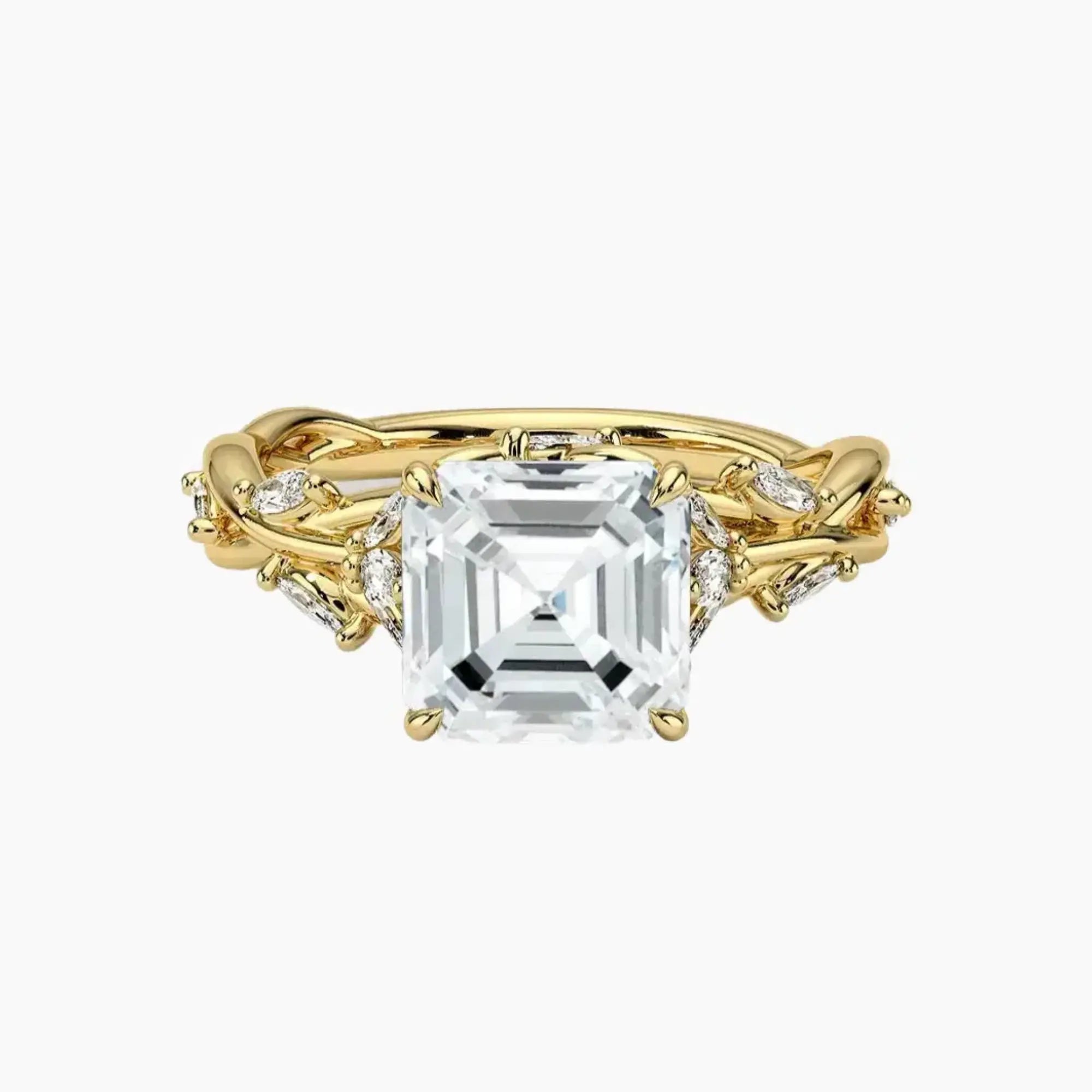 Melia Asscher Designer Diamond Ring Setting in 14K White Gold
