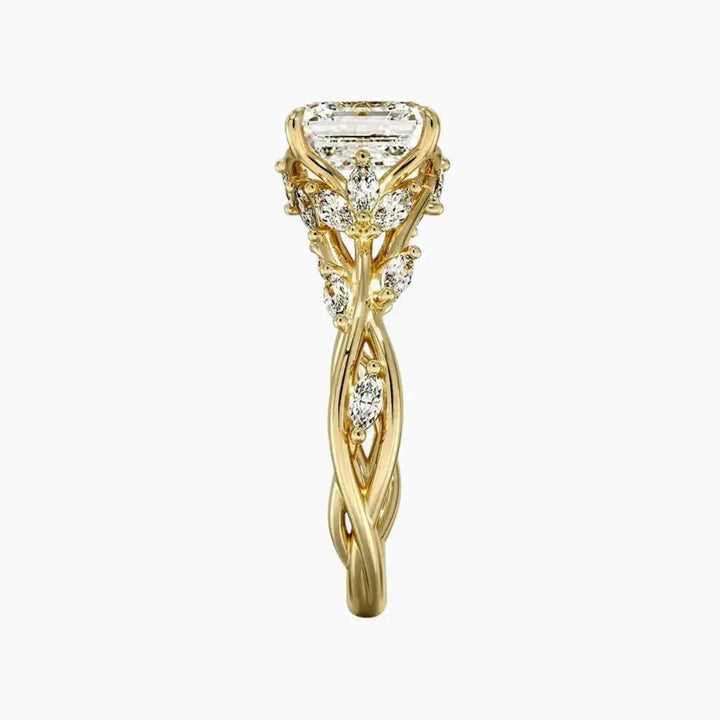 Melia Asscher Designer 3 Carat Lab Grown Diamond Engagement Ring in 14K Rose Gold