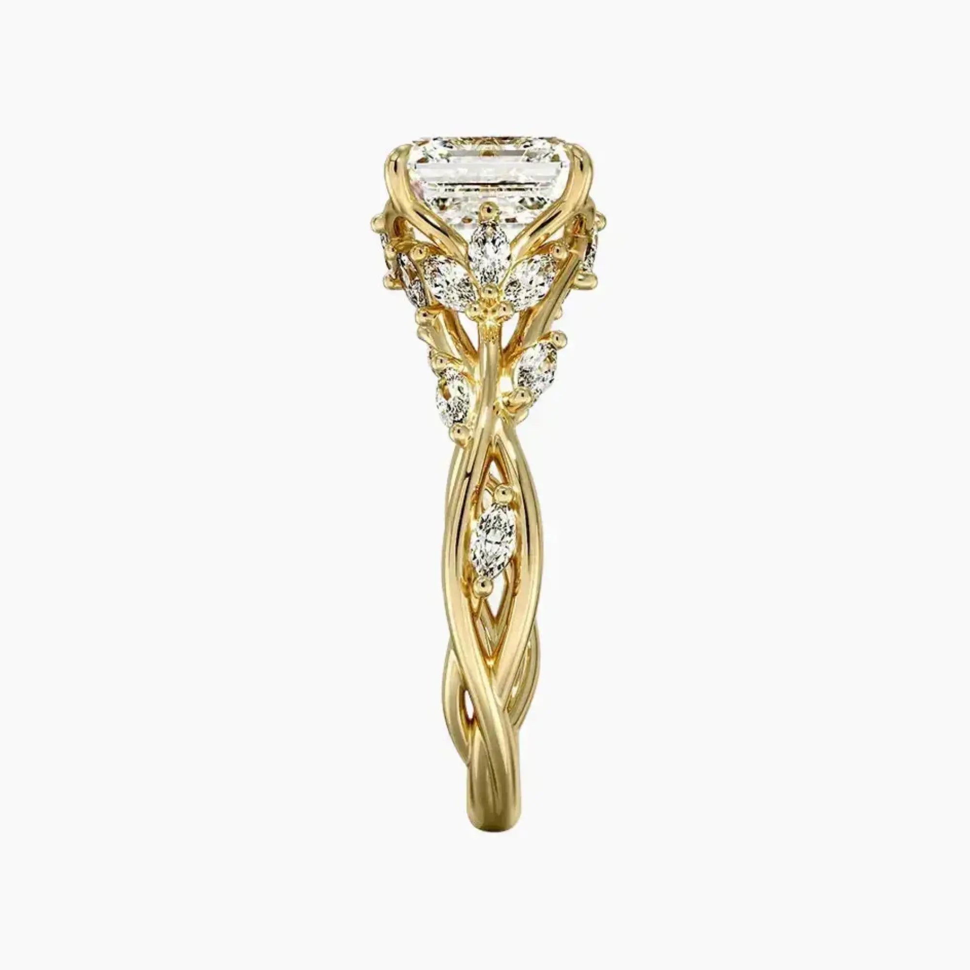 Melia Asscher Designer Diamond Ring Setting in 14K White Gold