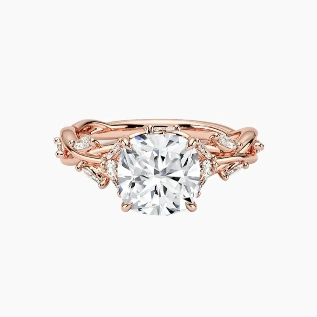 Melia Cushion Designer 2.5 Carat Lab Grown Diamond Engagement Ring in 14K Yellow Gold