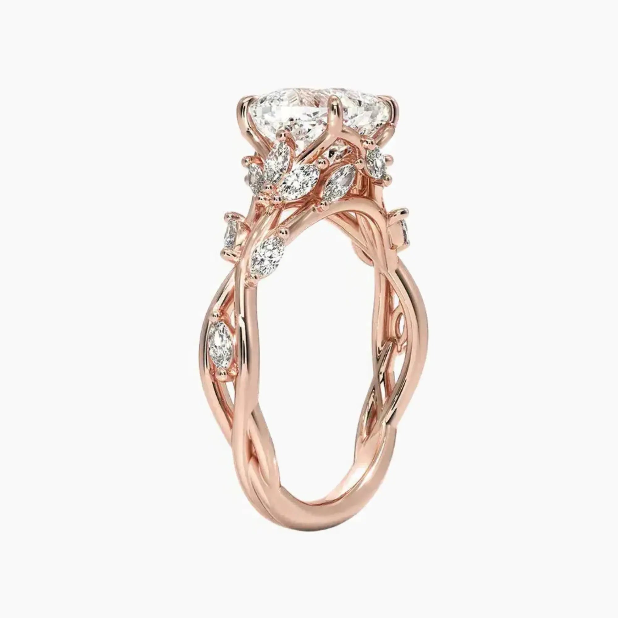 Melia Cushion Designer 3 Carat Lab Grown Diamond Engagement Ring in 18K Rose Gold